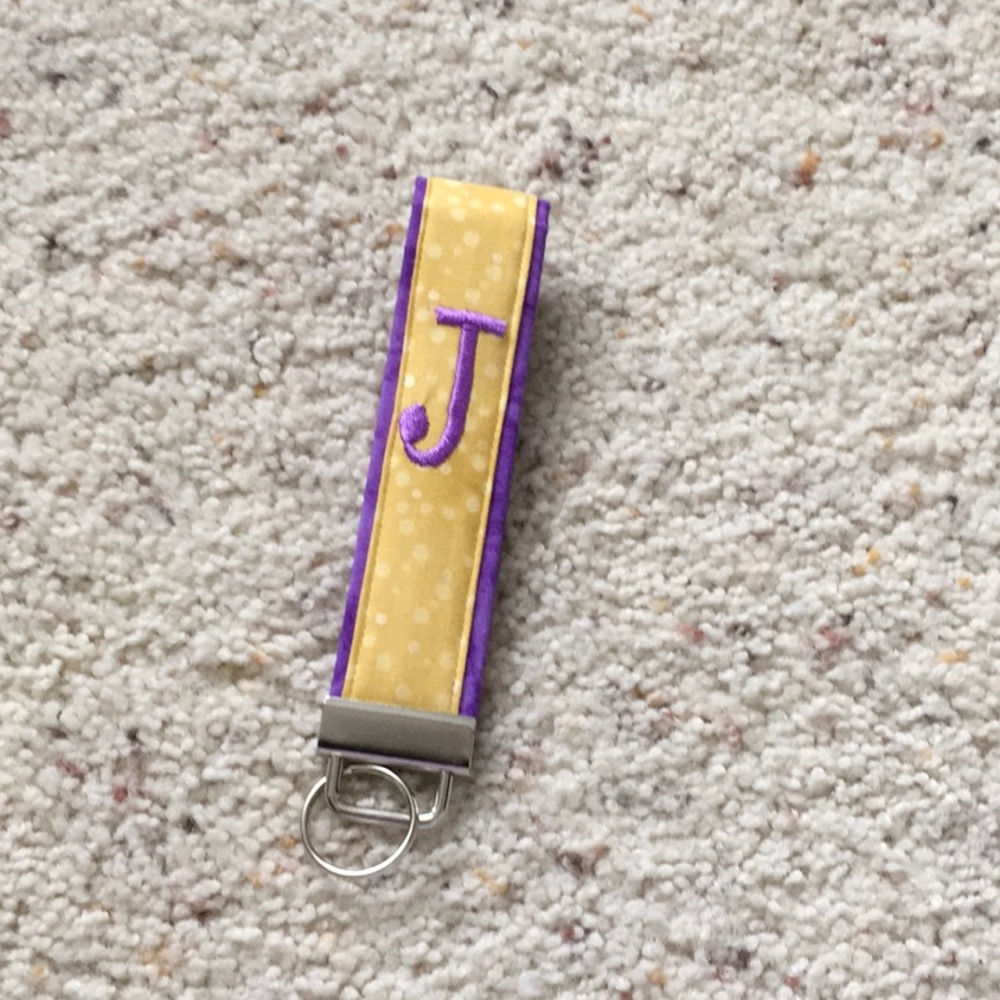“J” initial wristlet key ring